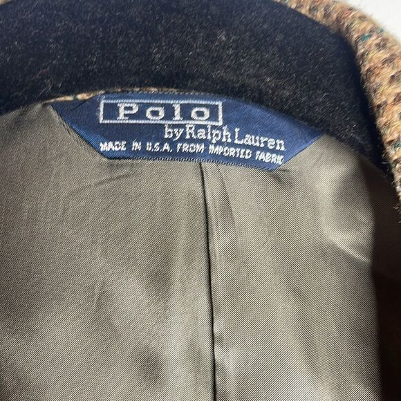 Vintage Polo Ralph Lauren brown Tweed Sport Coat 46 Long Blazer - Picture 3 of 7
